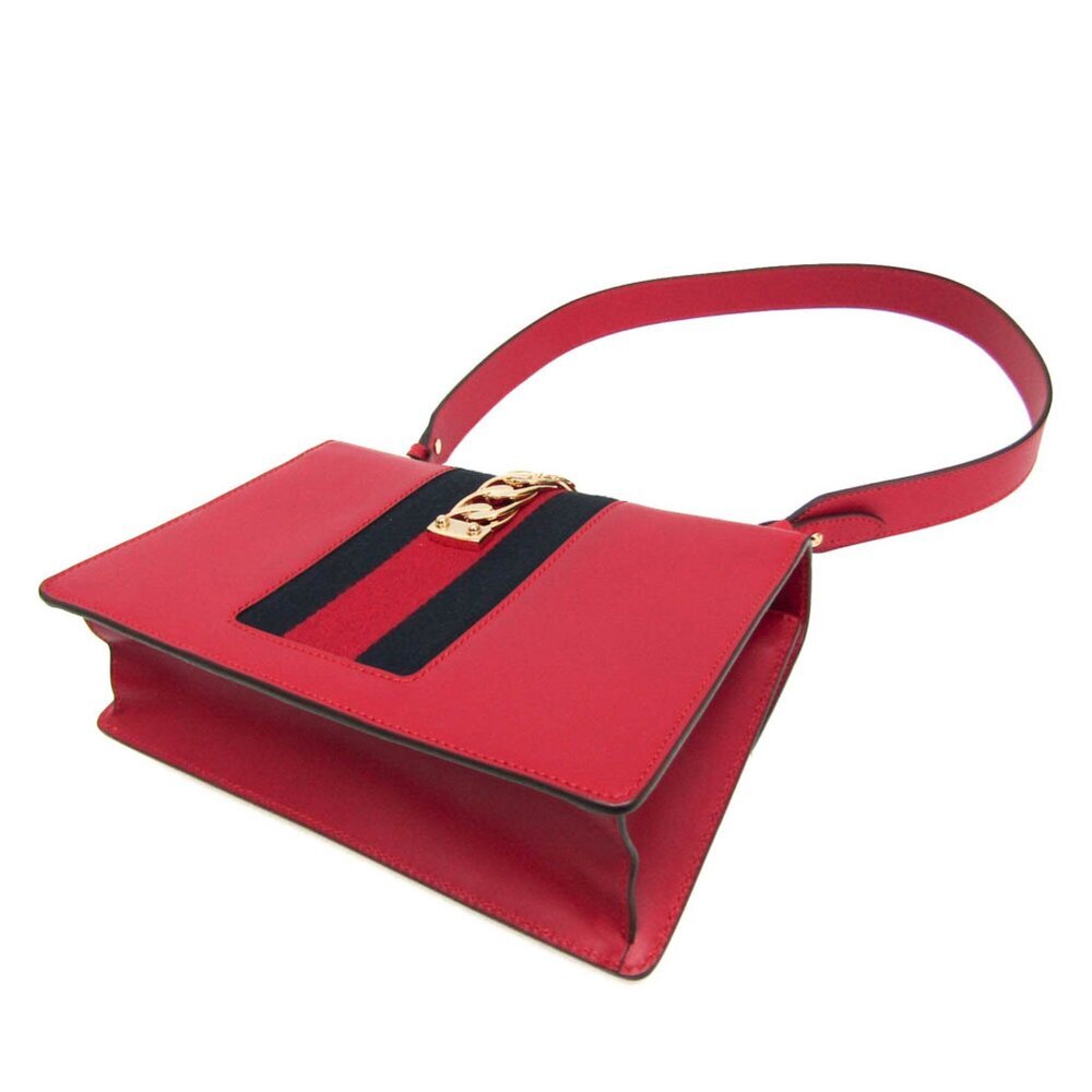 GUCCI Authentic Red Leather Sylvie Shoulder Bag - Picture 2 of 14